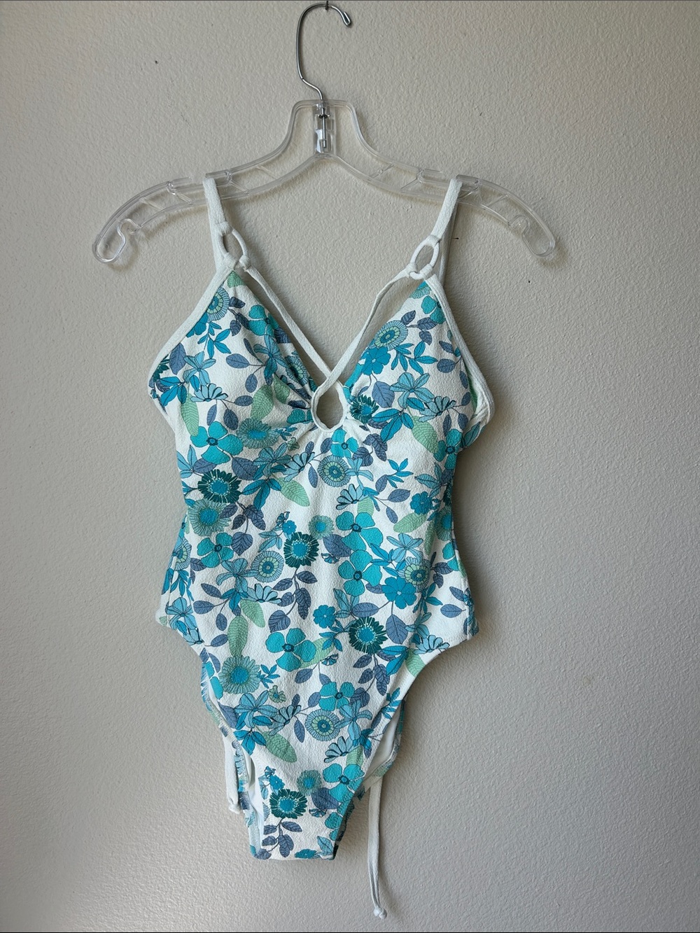 Robin Piccone Teal Aqua Floral One-Piece Swimsuit
